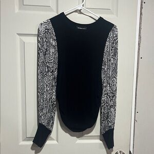 Fifteen Twenty Black Top with White Paisley Sleeves